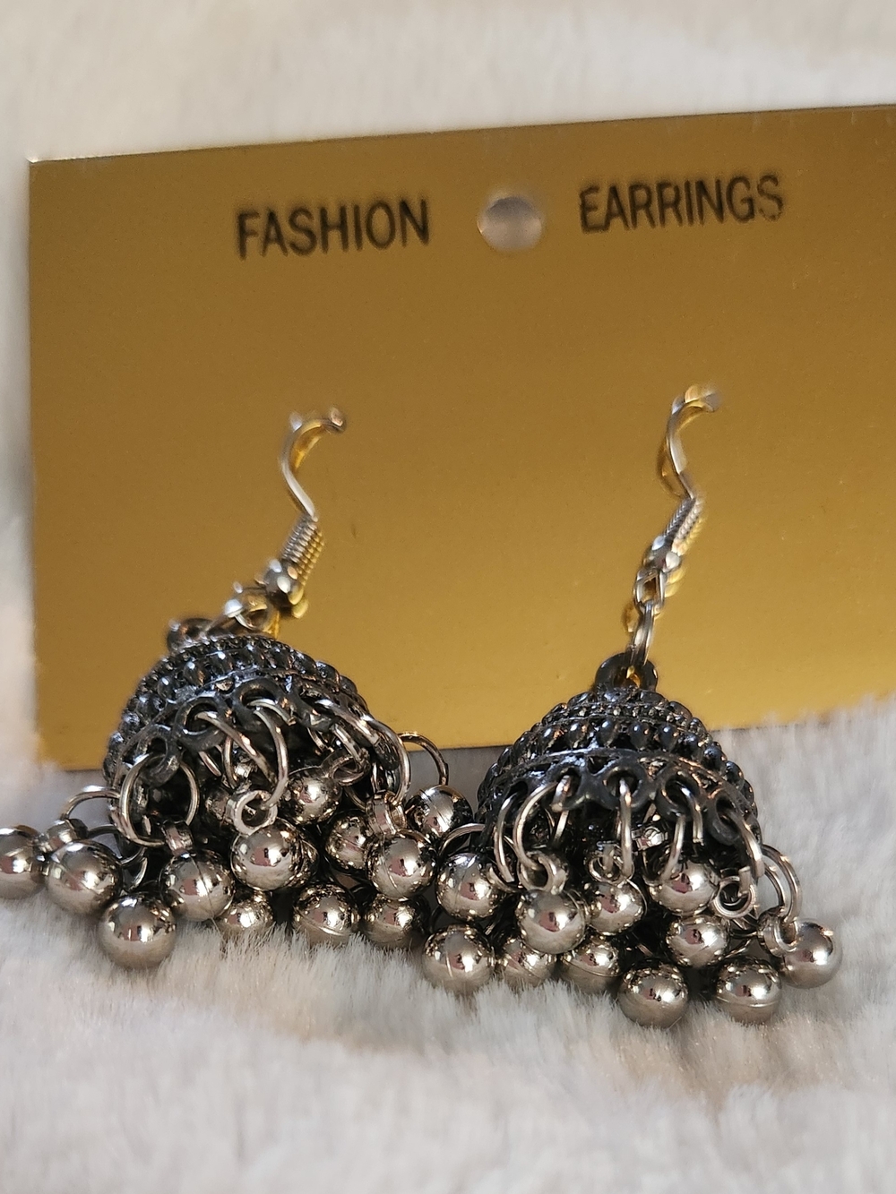 Silver Jhumka Earrings - Women Jewelry          New Without Tags